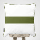1 Stripe Horizontal | Sustainable Velvet Cushion with Piping - Sage 40 x 40 cm by Izabela Peters
