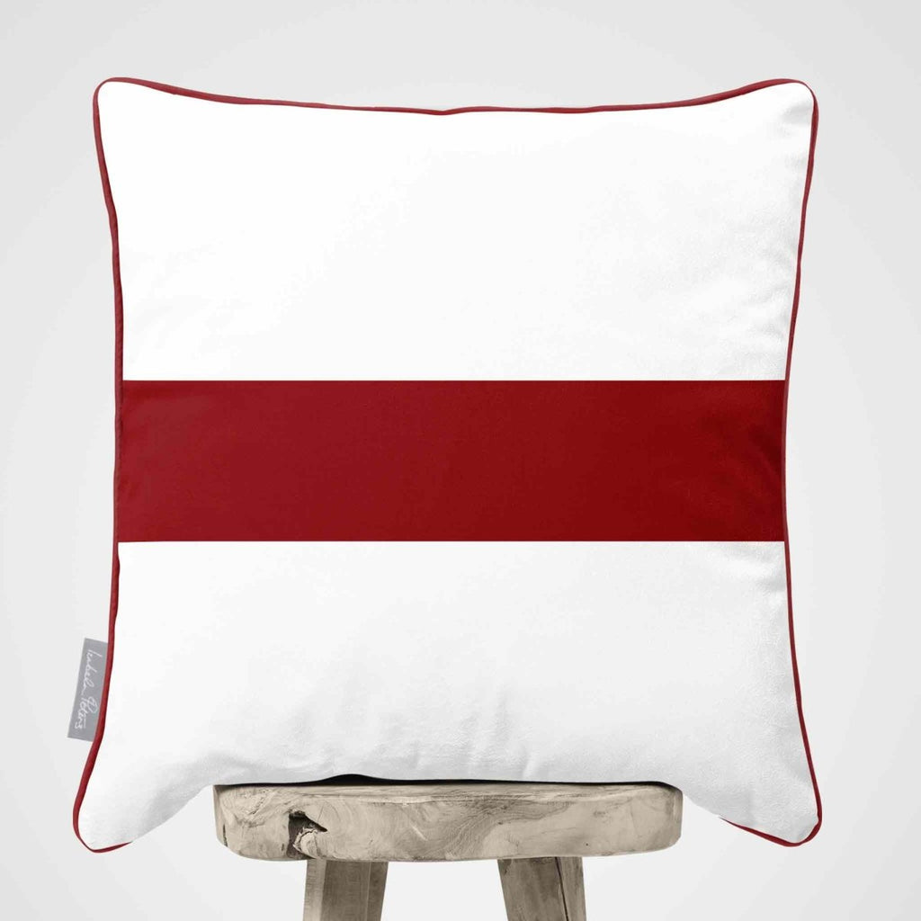 1 Stripe Horizontal | Sustainable Velvet Cushion with Piping - Crimson Muse 40 x 40 cm by Izabela Peters