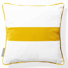 1 Stripe Horizontal | Sustainable Velvet Cushion with Piping - Mustard Ochre 40 x 40 cm by Izabela Peters
