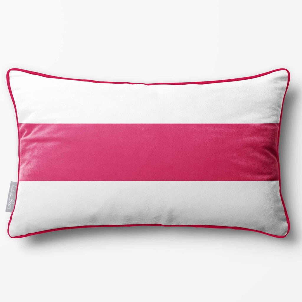 1 Stripe Horizontal | Sustainable Velvet Rectangle Cushion - Hot Pink 50 x 30 cm by Izabela Peters