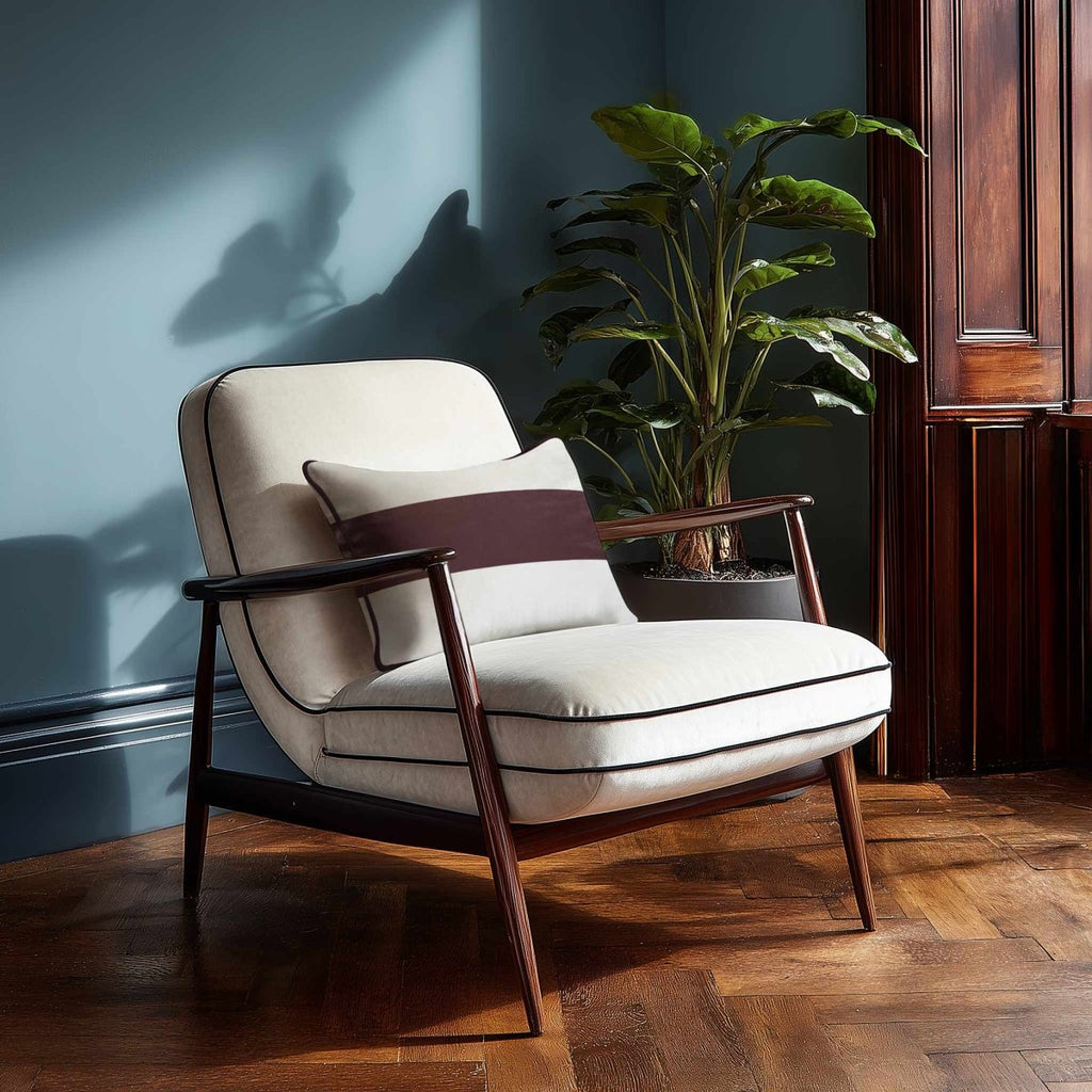 1 Stripe Horizontal | Sustainable Velvet Rectangle Cushion - Italian Grape 50 x 30 cm by Izabela Peters