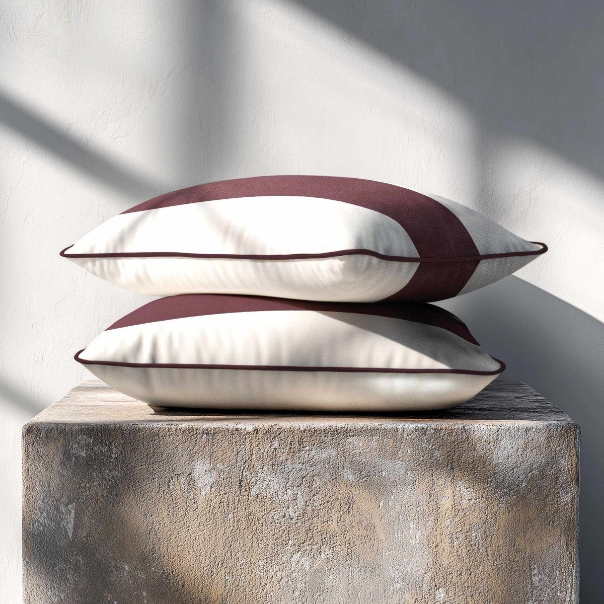 1 Stripe Horizontal | Sustainable Velvet Rectangle Cushion - Italian Grape 50 x 30 cm by Izabela Peters