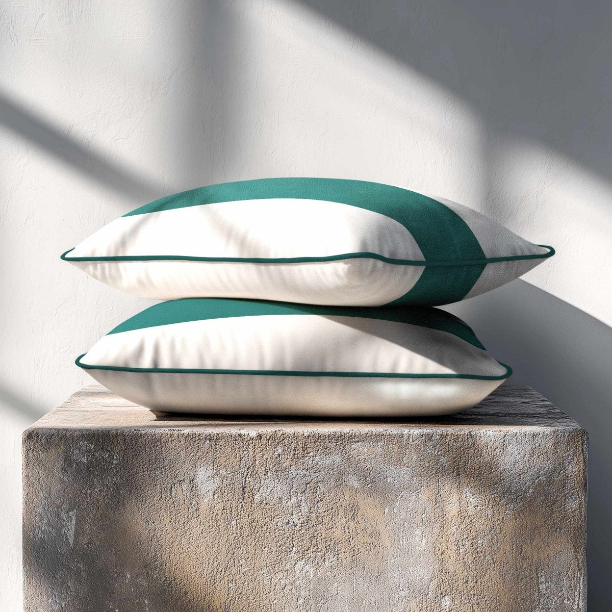 1 Stripe Horizontal | Sustainable Velvet Rectangle Cushion - Blue Surf 50 x 30 cm by Izabela Peters