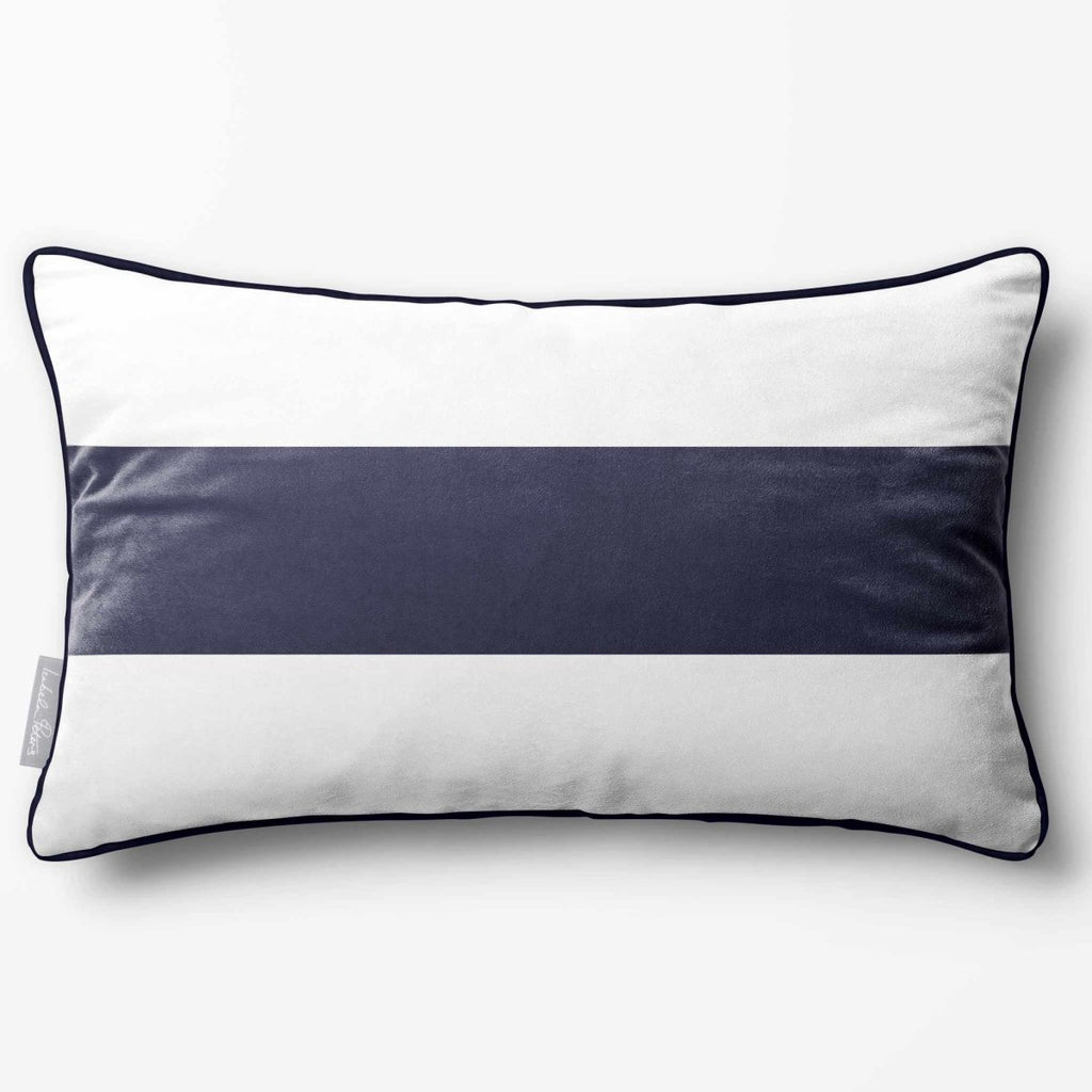 1 Stripe Horizontal | Sustainable Velvet Rectangle Cushion - Graphite 50 x 30 cm by Izabela Peters