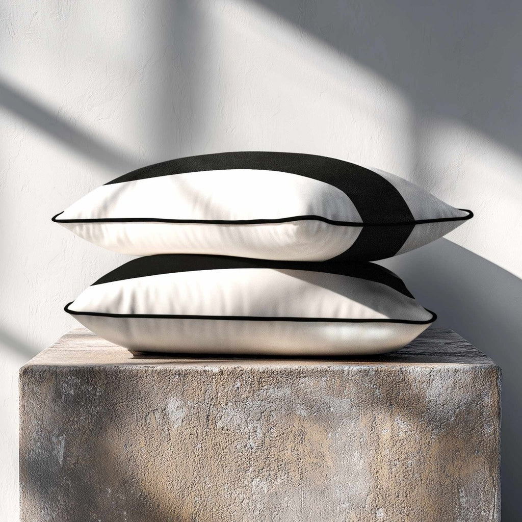 1 Stripe Horizontal | Sustainable Velvet Rectangle Cushion - Charcoal 50 x 30 cm by Izabela Peters