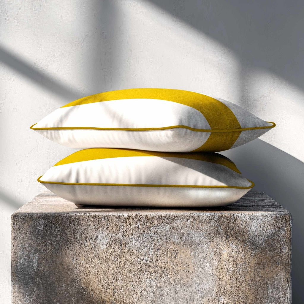 1 Stripe Horizontal | Sustainable Velvet Rectangle Cushion - Mustard Ochre 50 x 30 cm by Izabela Peters