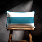 1 Stripe Horizontal | Sustainable Velvet Rectangle Cushion - Prussian Blue 50 x 30 cm by Izabela Peters