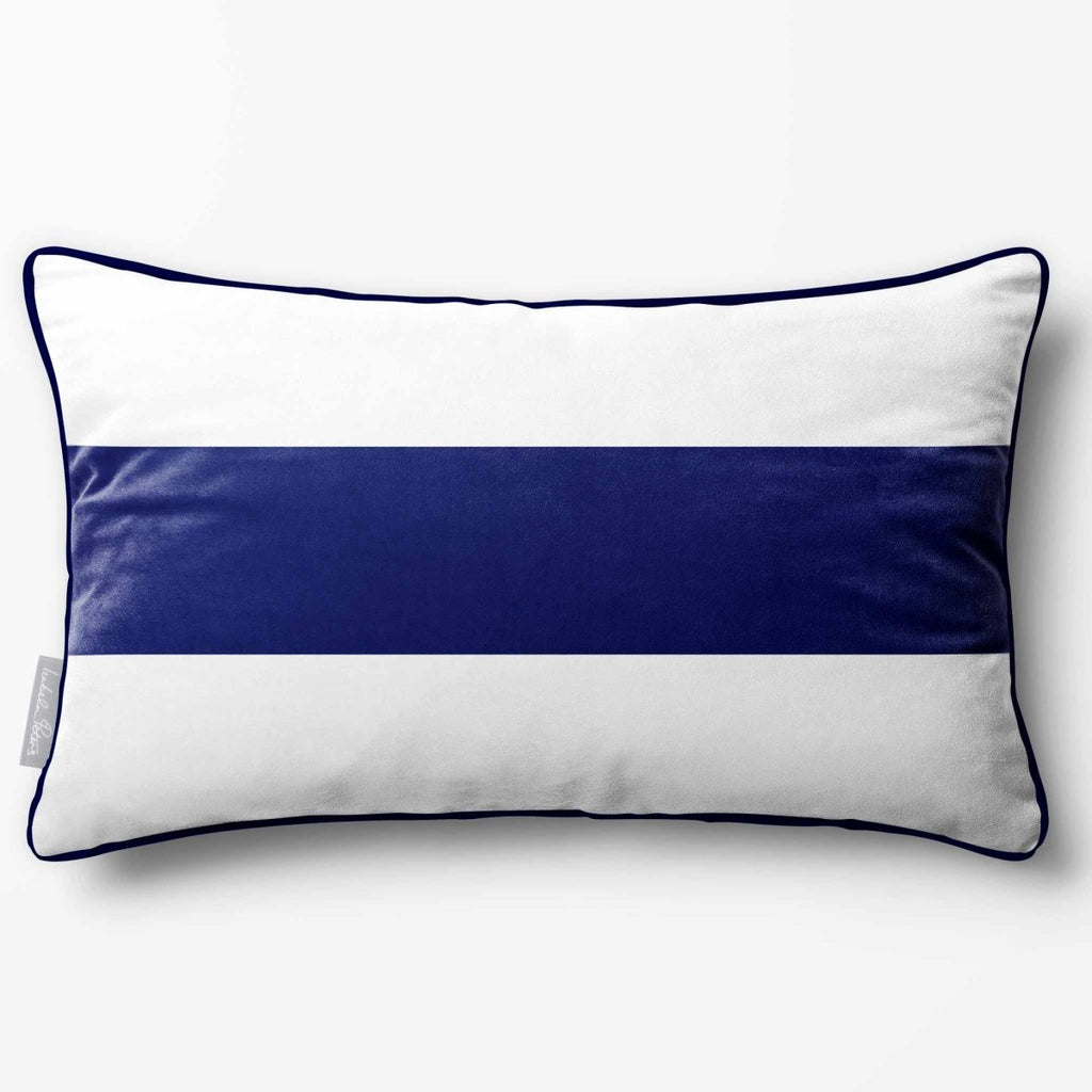 1 Stripe Horizontal | Sustainable Velvet Rectangle Cushion - Midnight 50 x 30 cm by Izabela Peters