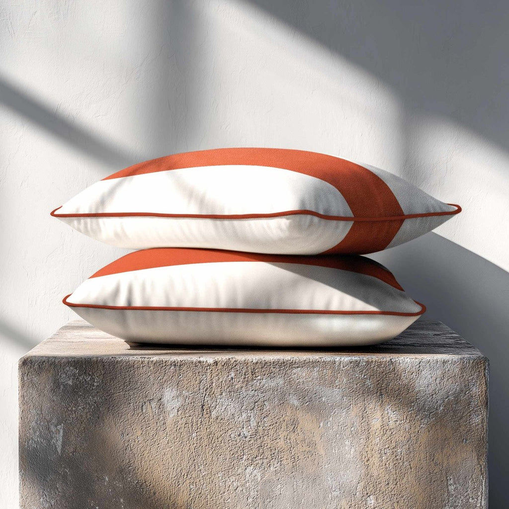 1 Stripe Horizontal | Sustainable Velvet Rectangle Cushion - Burnt Ochre 50 x 30 cm by Izabela Peters