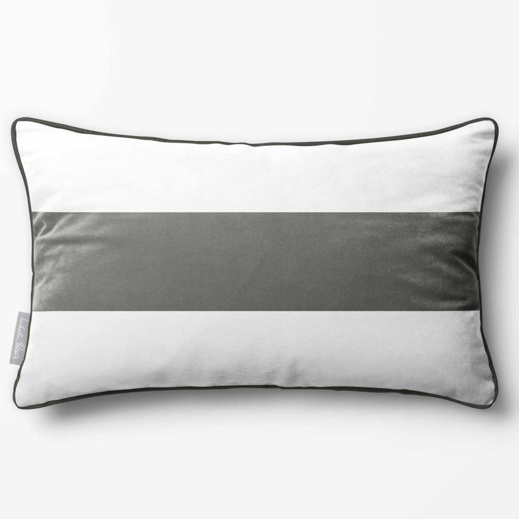 1 Stripe Horizontal | Sustainable Velvet Rectangle Cushion - Beluga 50 x 30 cm by Izabela Peters