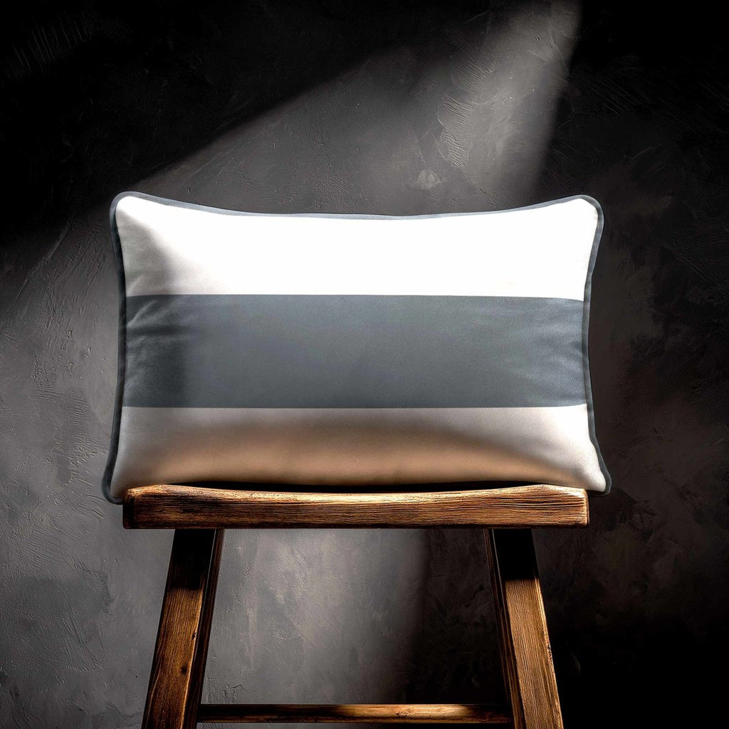 1 Stripe Horizontal | Sustainable Velvet Rectangle Cushion - Graphite 50 x 30 cm by Izabela Peters