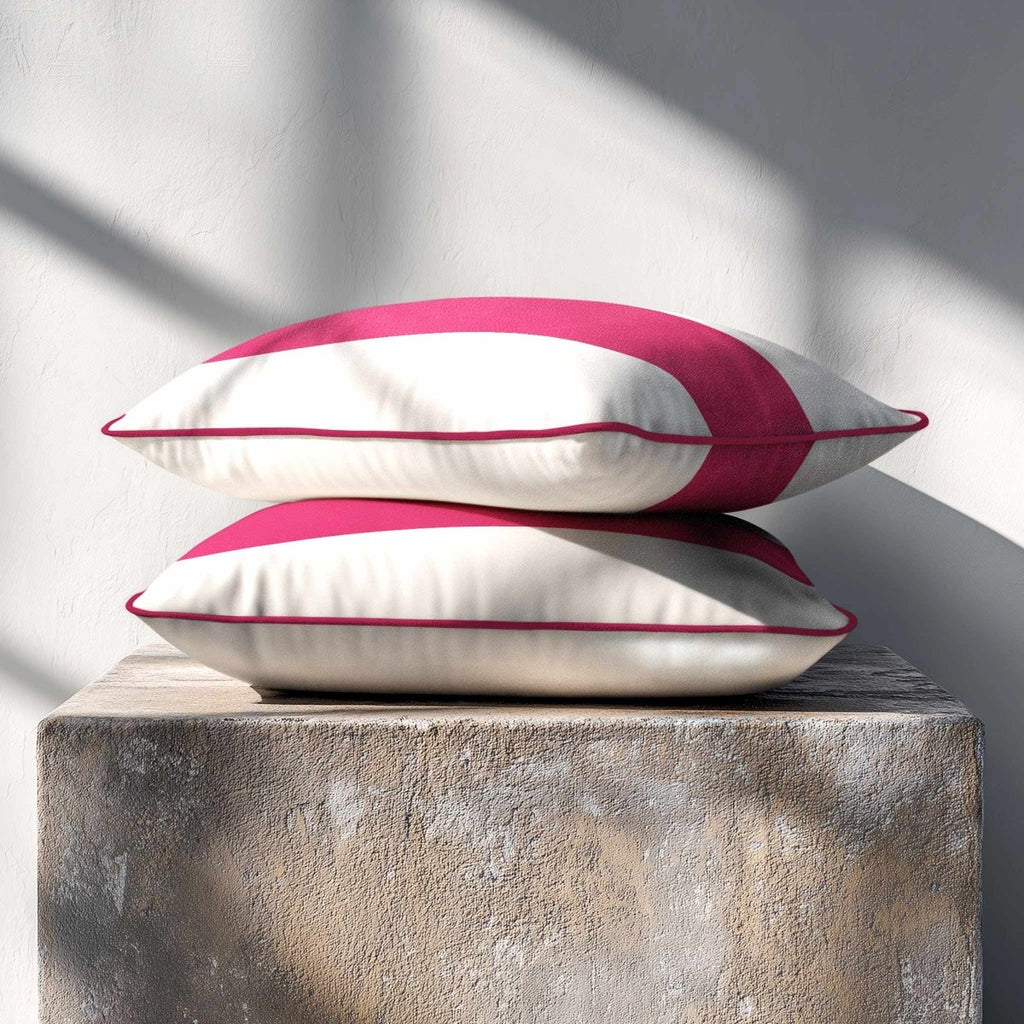 1 Stripe Horizontal | Sustainable Velvet Rectangle Cushion - Hot Pink 50 x 30 cm by Izabela Peters