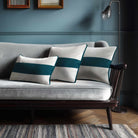 1 Stripe Horizontal | Sustainable Velvet Rectangle Cushion - Teal 50 x 30 cm by Izabela Peters