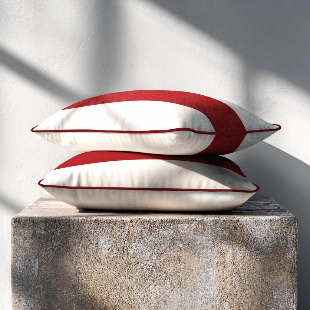 1 Stripe Horizontal | Sustainable Velvet Rectangle Cushion - Crimson Muse 50 x 30 cm by Izabela Peters