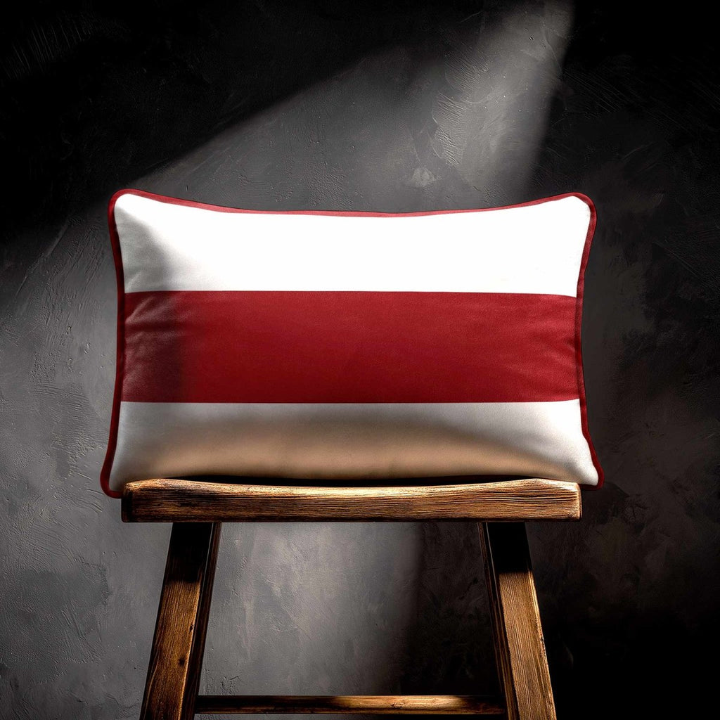 1 Stripe Horizontal | Sustainable Velvet Rectangle Cushion - Crimson Muse 50 x 30 cm by Izabela Peters