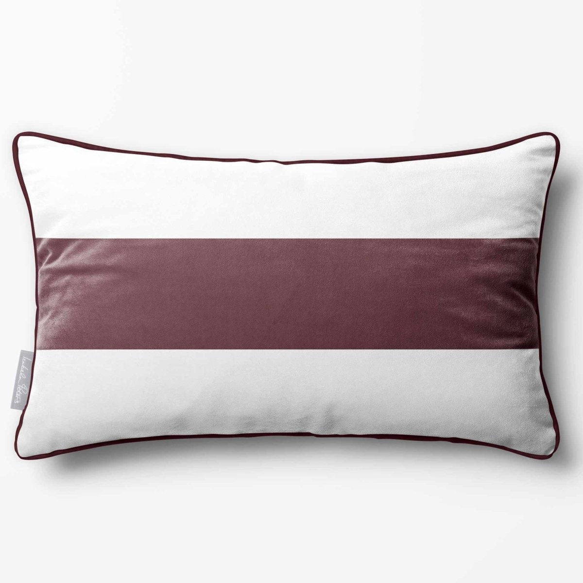1 Stripe Horizontal | Sustainable Velvet Rectangle Cushion - Italian Grape 50 x 30 cm by Izabela Peters
