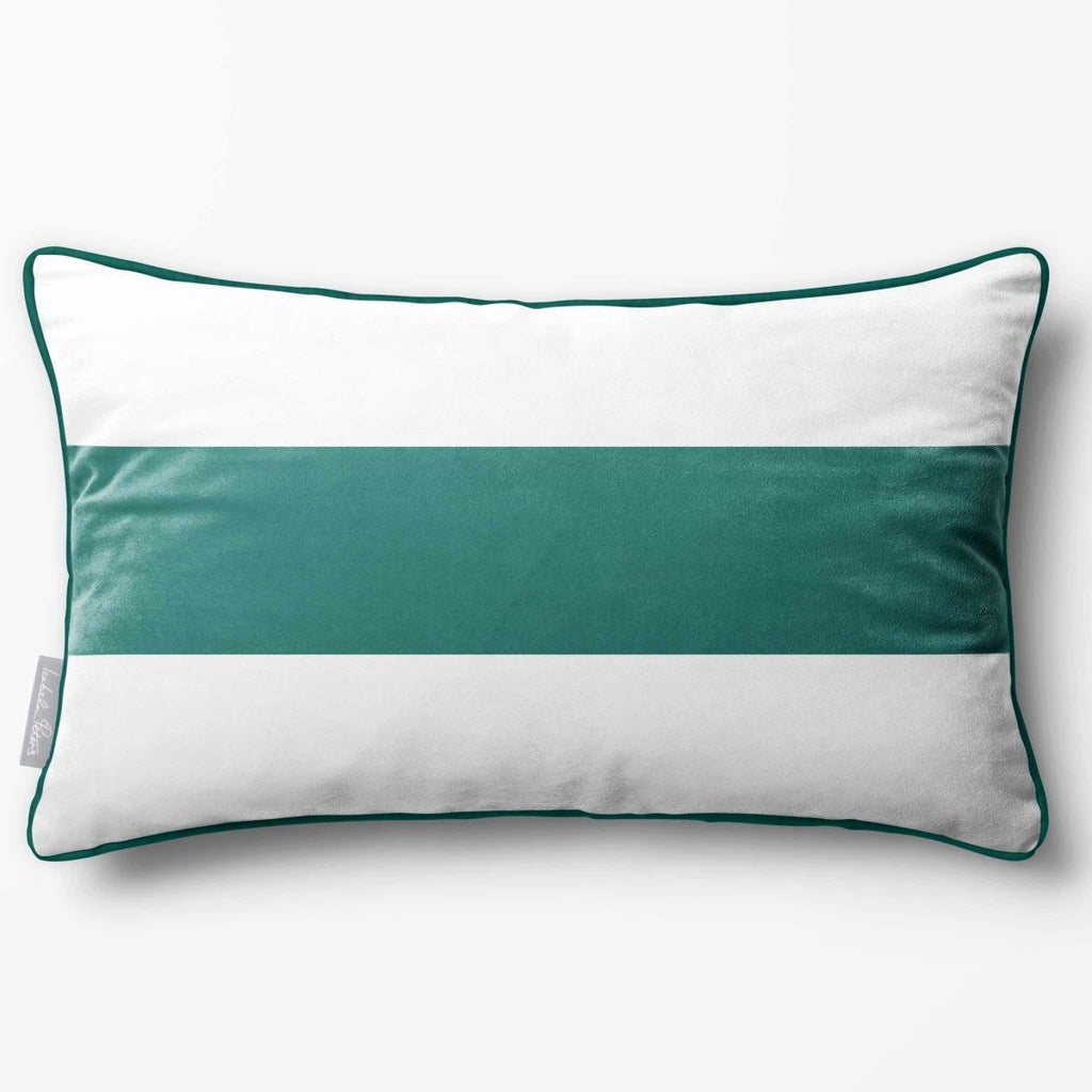 1 Stripe Horizontal | Sustainable Velvet Rectangle Cushion - Blue Surf 50 x 30 cm by Izabela Peters