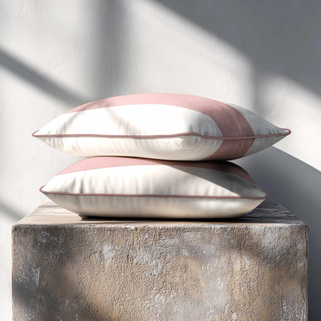 1 Stripe Horizontal | Sustainable Velvet Rectangle Cushion - Rosewater 50 x 30 cm by Izabela Peters