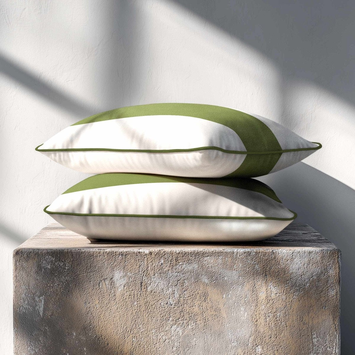 1 Stripe Horizontal | Sustainable Velvet Rectangle Cushion - Golden Lime 50 x 30 cm by Izabela Peters