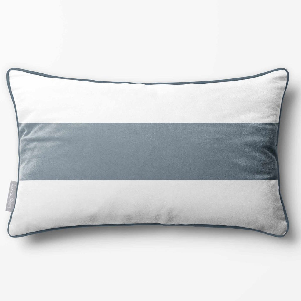 1 Stripe Horizontal | Sustainable Velvet Rectangle Cushion - Storm Grey 50 x 30 cm by Izabela Peters