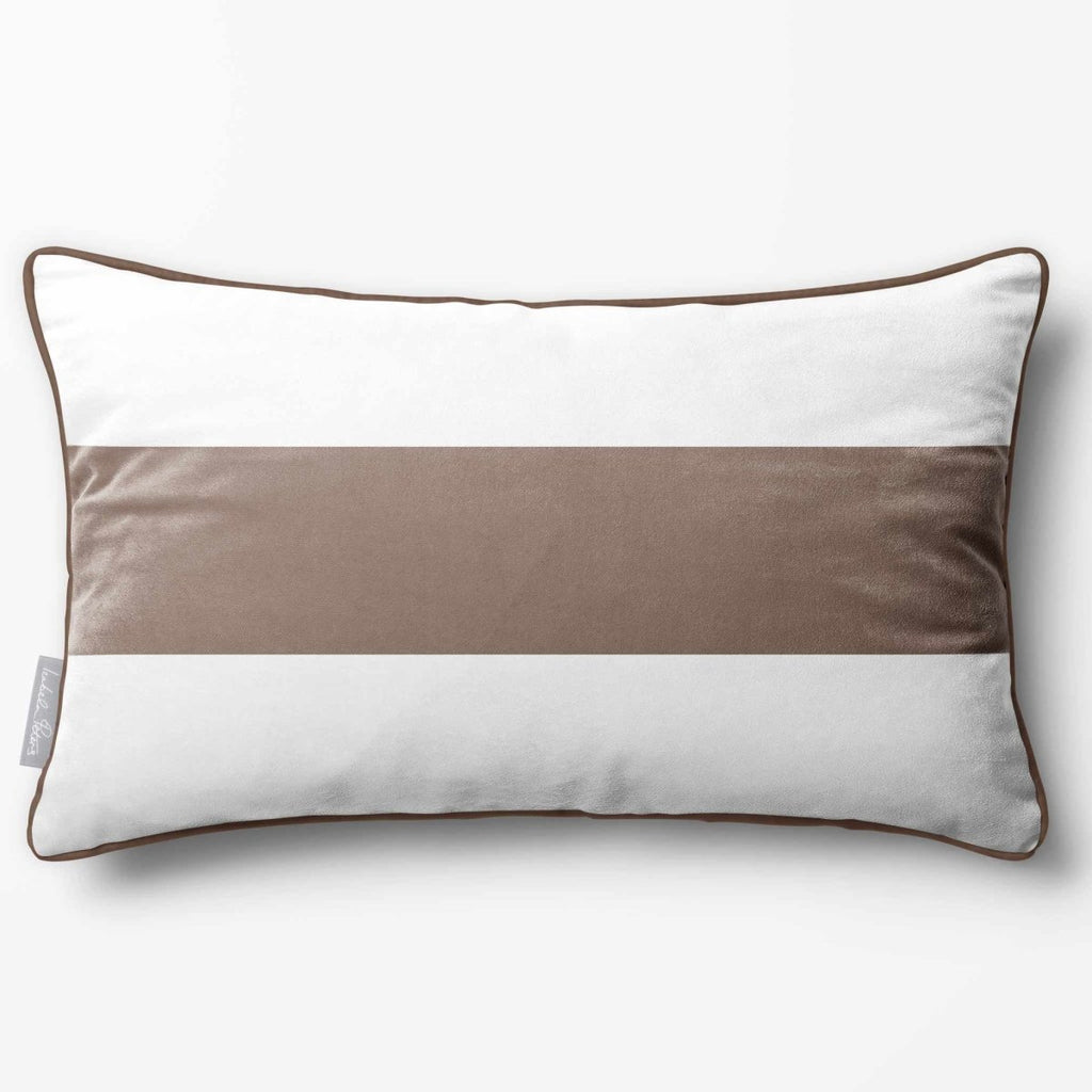 1 Stripe Horizontal | Sustainable Velvet Rectangle Cushion - Dovedale Stone 50 x 30 cm by Izabela Peters