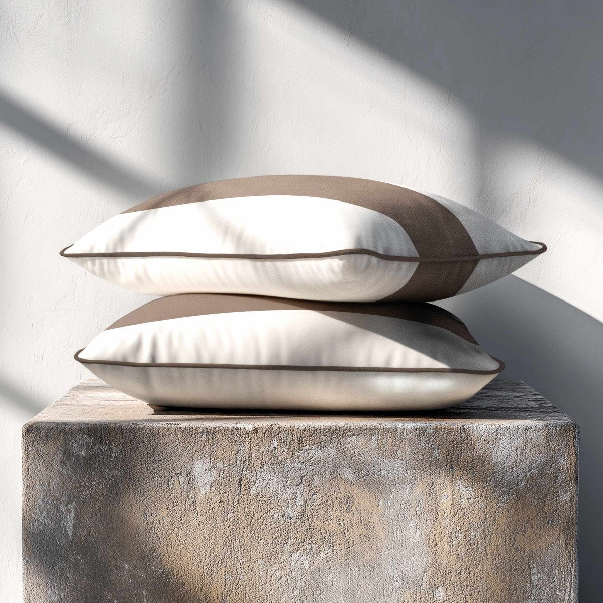1 Stripe Horizontal | Sustainable Velvet Rectangle Cushion - Dovedale Stone 50 x 30 cm by Izabela Peters