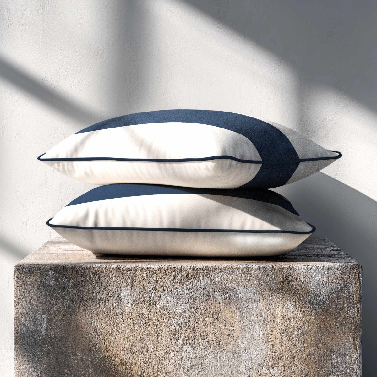 1 Stripe Horizontal | Sustainable Velvet Rectangle Cushion - Petrol Blue 50 x 30 cm by Izabela Peters