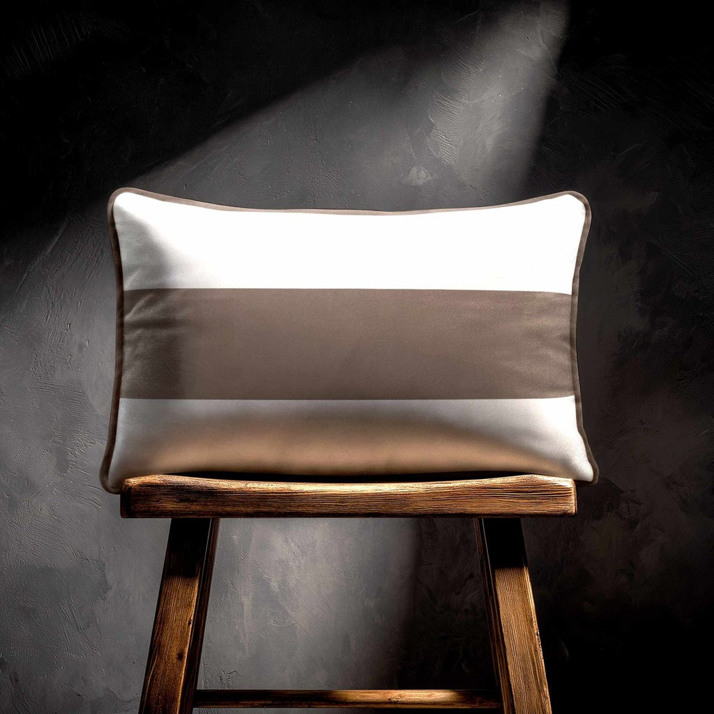 1 Stripe Horizontal | Sustainable Velvet Rectangle Cushion - Dovedale Stone 50 x 30 cm by Izabela Peters