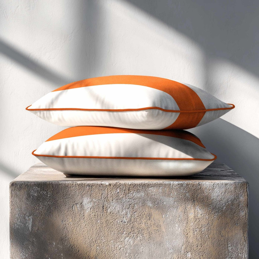 1 Stripe Horizontal | Sustainable Velvet Rectangle Cushion - Burnt Ochre 50 x 30 cm by Izabela Peters