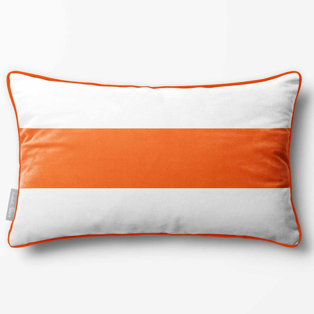 1 Stripe Horizontal | Sustainable Velvet Rectangle Cushion - Burnt Ochre 50 x 30 cm by Izabela Peters