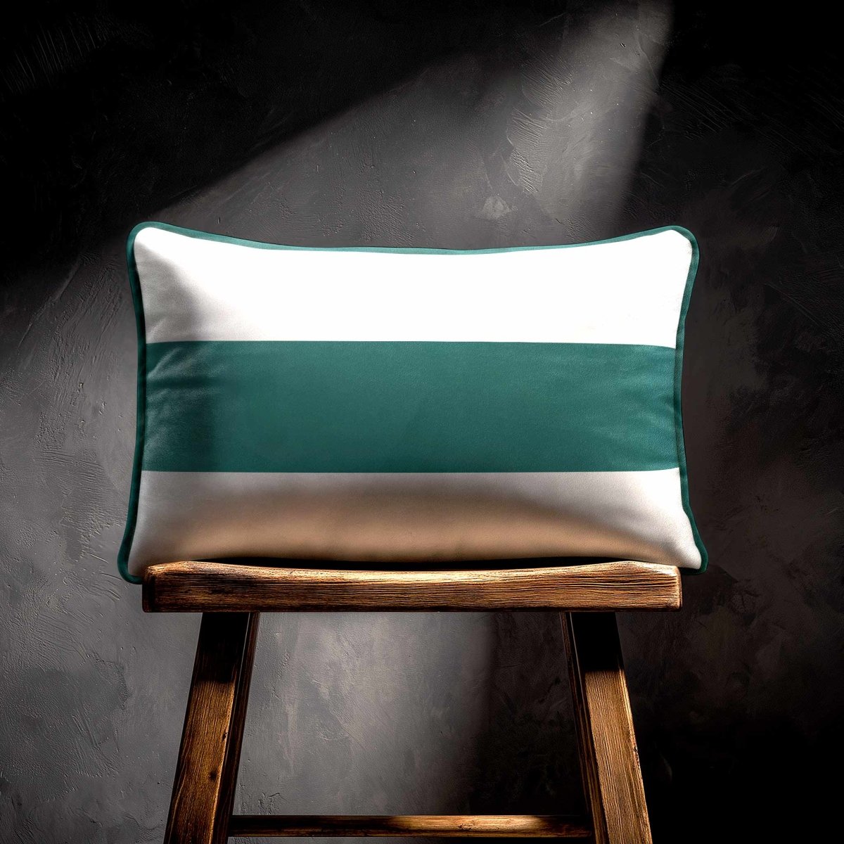1 Stripe Horizontal | Sustainable Velvet Rectangle Cushion - Blue Surf 50 x 30 cm by Izabela Peters