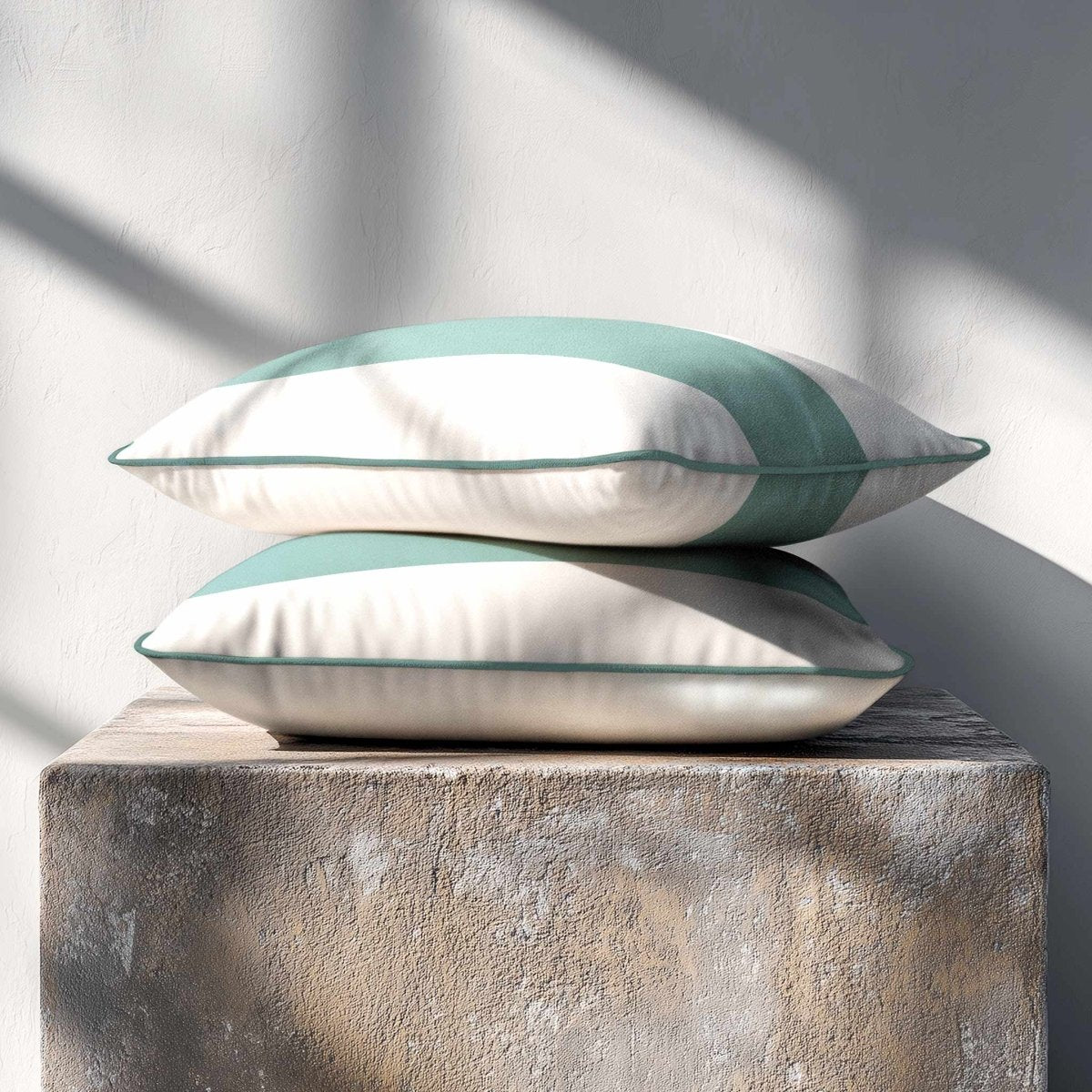 1 Stripe Horizontal | Sustainable Velvet Rectangle Cushion - Blue Surf 50 x 30 cm by Izabela Peters