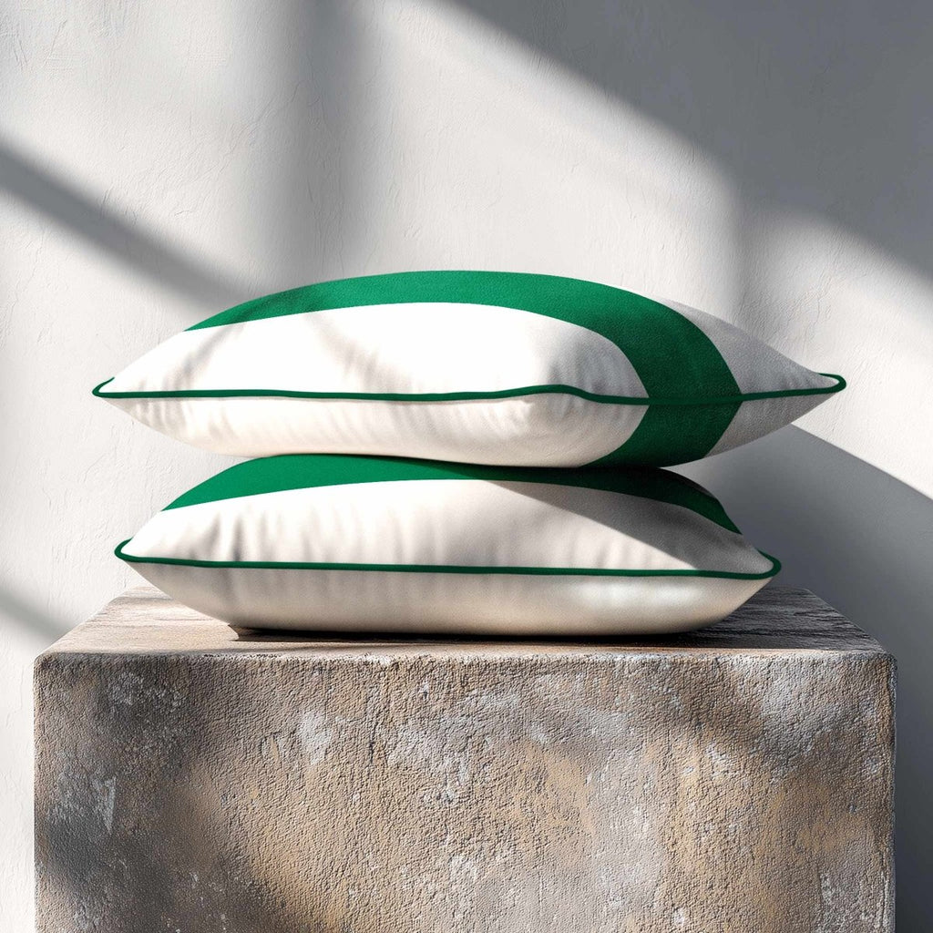 1 Stripe Horizontal | Sustainable Velvet Rectangle Cushion - Emerald Green 50 x 30 cm by Izabela Peters