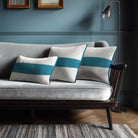 1 Stripe Horizontal | Sustainable Velvet Rectangle Cushion - Prussian Blue 50 x 30 cm by Izabela Peters