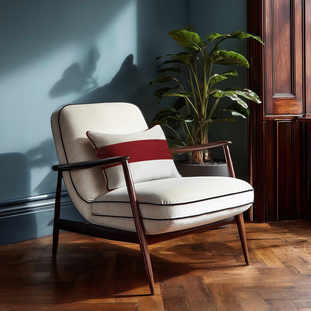 1 Stripe Horizontal | Sustainable Velvet Rectangle Cushion - Crimson Muse 50 x 30 cm by Izabela Peters