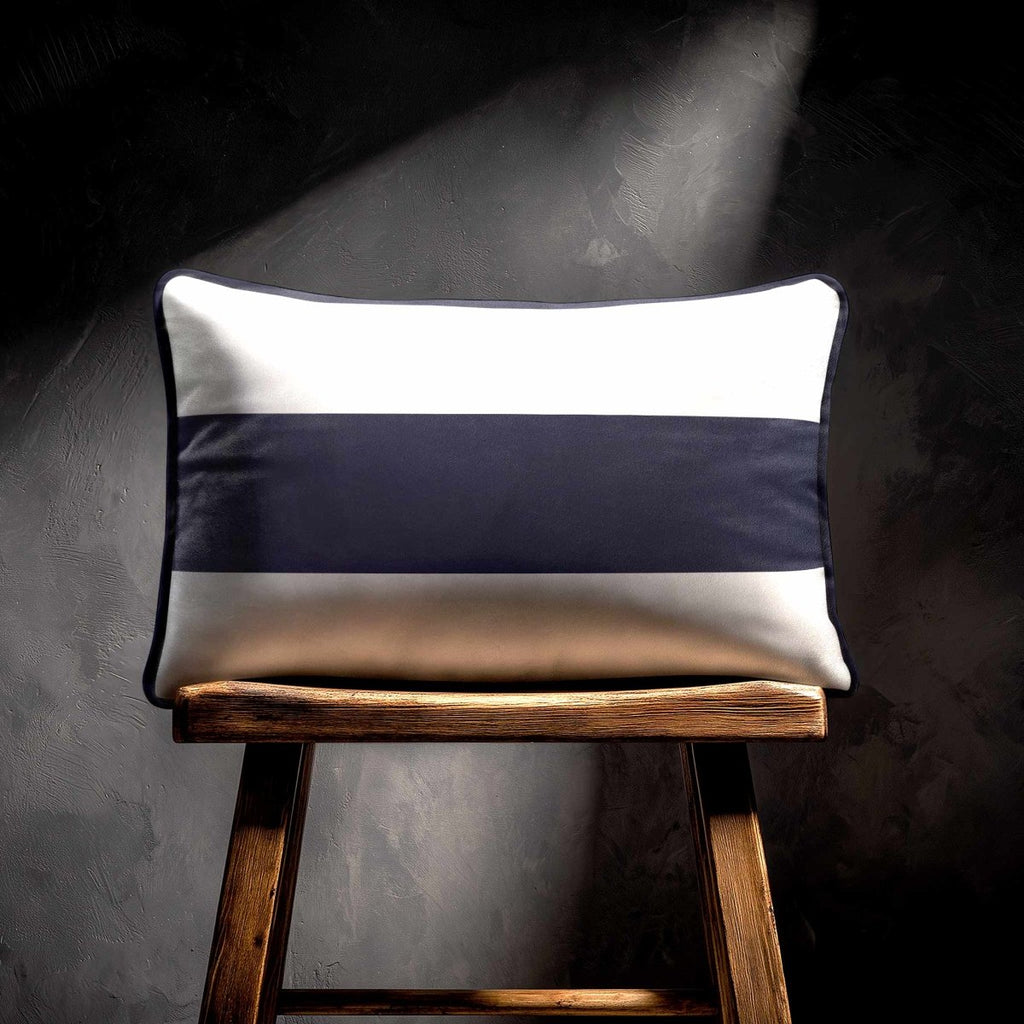 1 Stripe Horizontal | Sustainable Velvet Rectangle Cushion - Graphite 50 x 30 cm by Izabela Peters