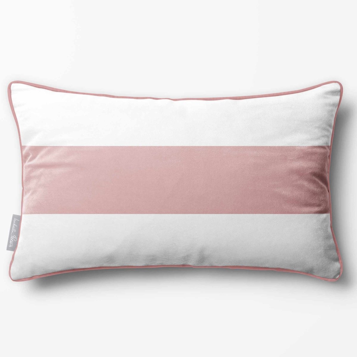 1 Stripe Horizontal | Sustainable Velvet Rectangle Cushion - Rosewater 50 x 30 cm by Izabela Peters