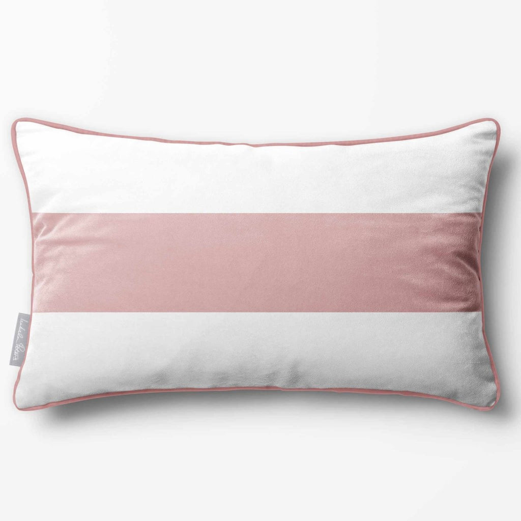 1 Stripe Horizontal | Sustainable Velvet Rectangle Cushion - Rosewater 50 x 30 cm by Izabela Peters