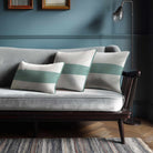 1 Stripe Horizontal | Sustainable Velvet Rectangle Cushion - Blue Surf 50 x 30 cm by Izabela Peters