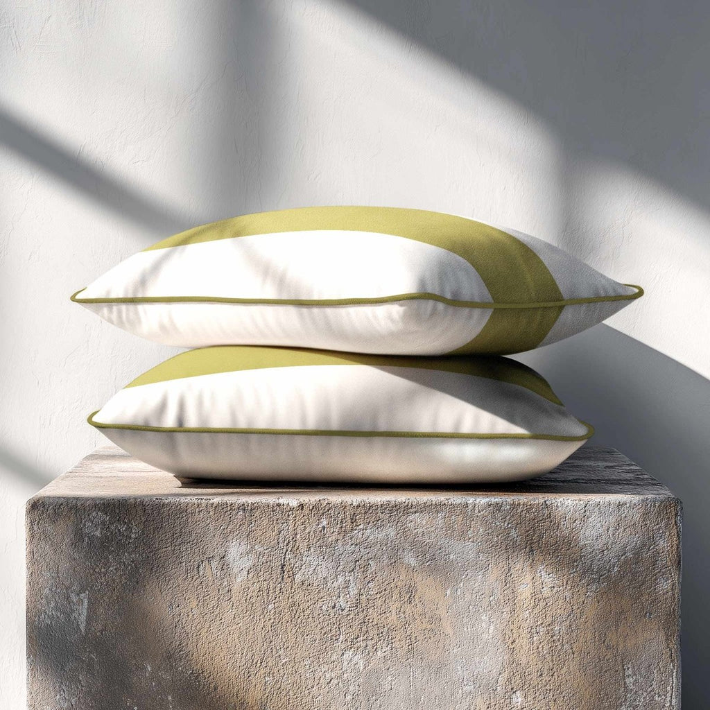1 Stripe Horizontal | Sustainable Velvet Rectangle Cushion - Ivory Cream 50 x 30 cm by Izabela Peters