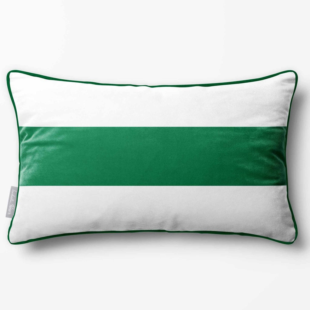 1 Stripe Horizontal | Sustainable Velvet Rectangle Cushion - Emerald Green 50 x 30 cm by Izabela Peters