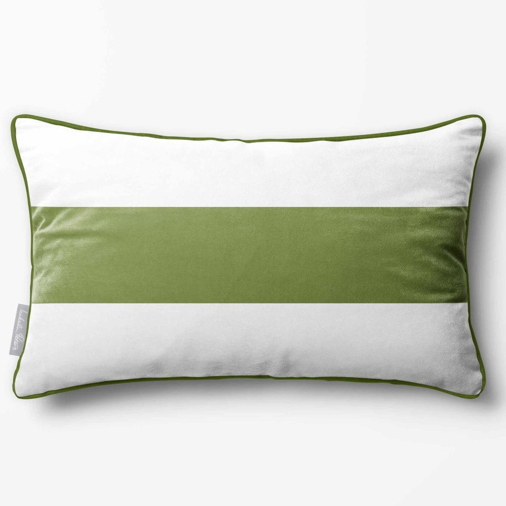 1 Stripe Horizontal | Sustainable Velvet Rectangle Cushion - Golden Lime 50 x 30 cm by Izabela Peters