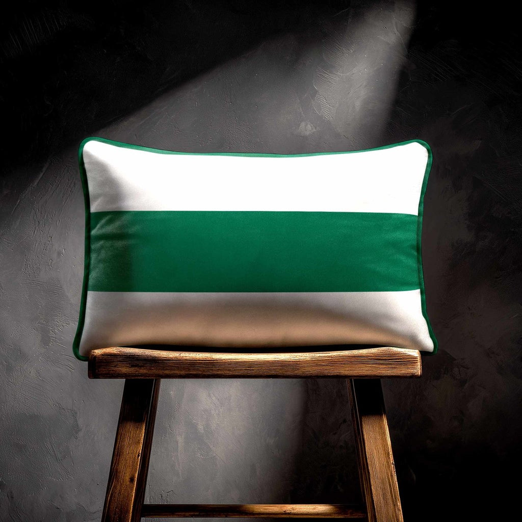 1 Stripe Horizontal | Sustainable Velvet Rectangle Cushion - Emerald Green 50 x 30 cm by Izabela Peters