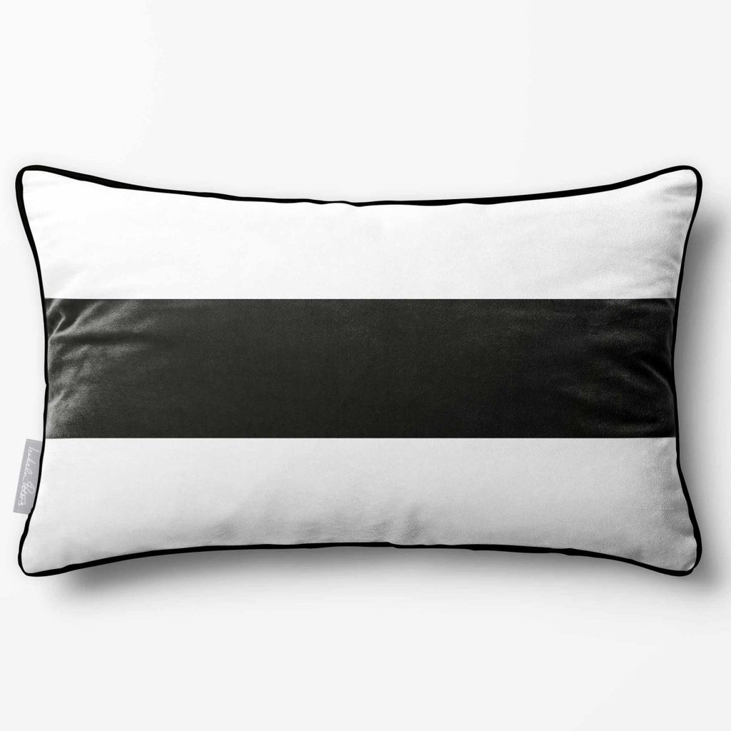 1 Stripe Horizontal | Sustainable Velvet Rectangle Cushion - Charcoal 50 x 30 cm by Izabela Peters