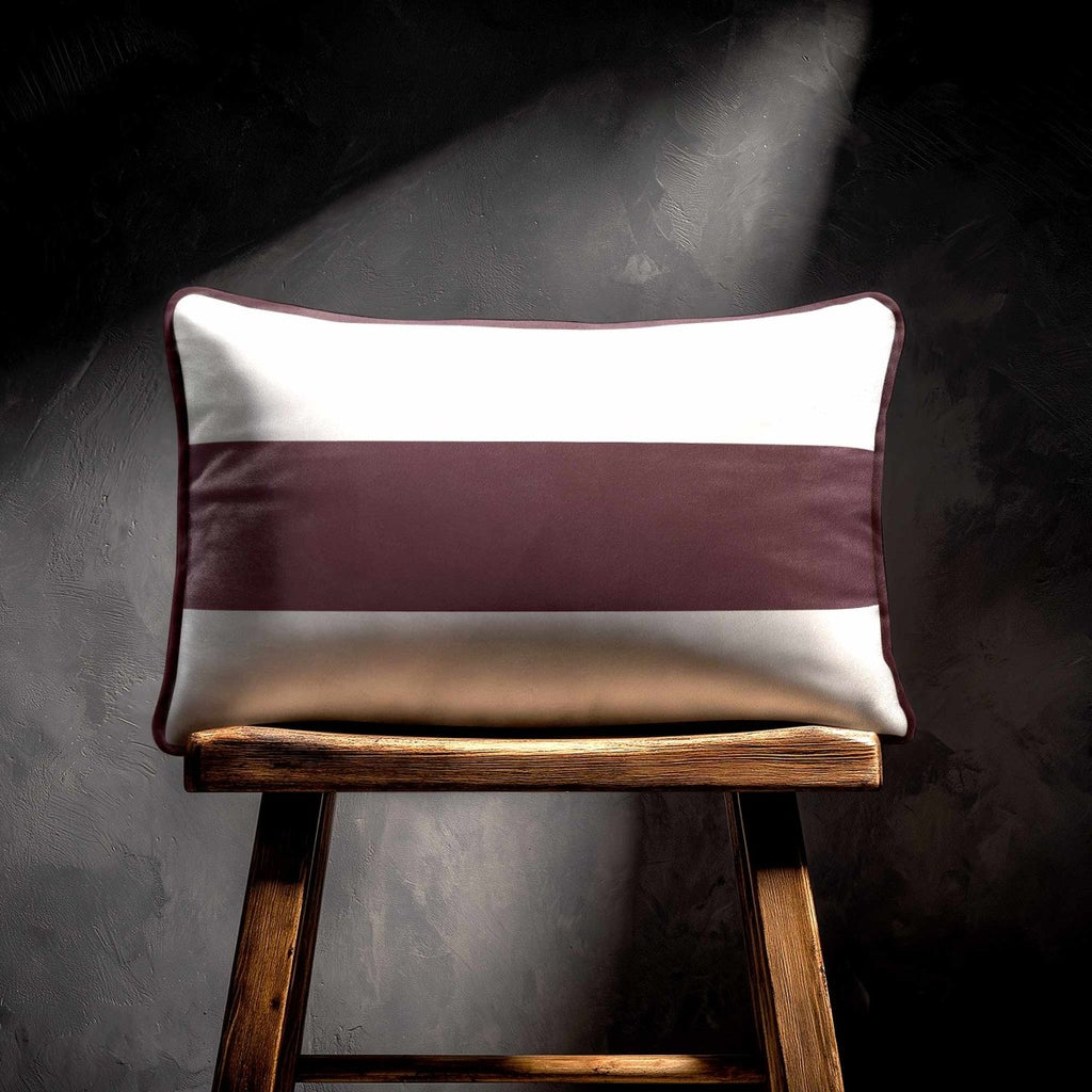 1 Stripe Horizontal | Sustainable Velvet Rectangle Cushion - Italian Grape 50 x 30 cm by Izabela Peters