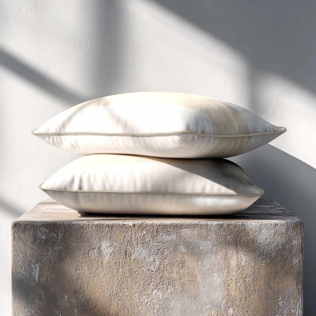 1 Stripe Horizontal | Sustainable Velvet Rectangle Cushion - Ivory Cream 50 x 30 cm by Izabela Peters