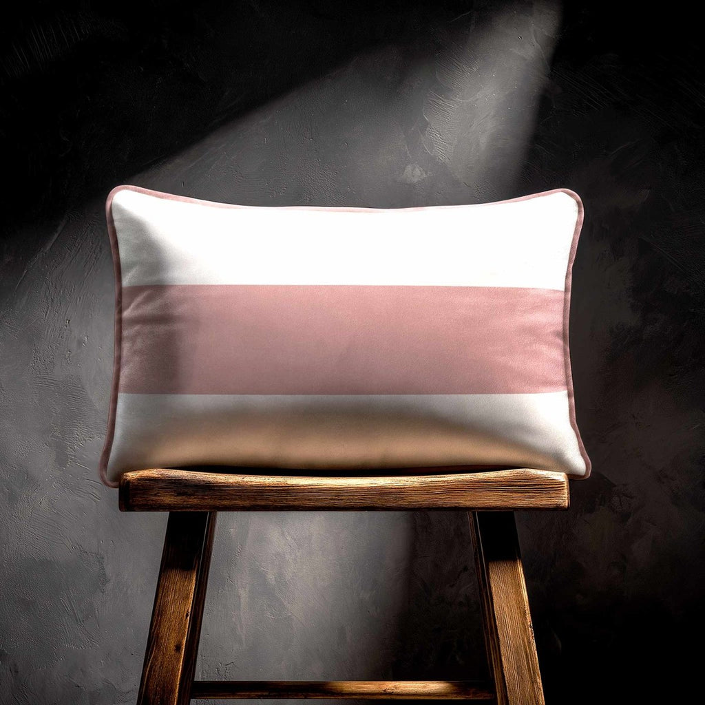 1 Stripe Horizontal | Sustainable Velvet Rectangle Cushion - Rosewater 50 x 30 cm by Izabela Peters