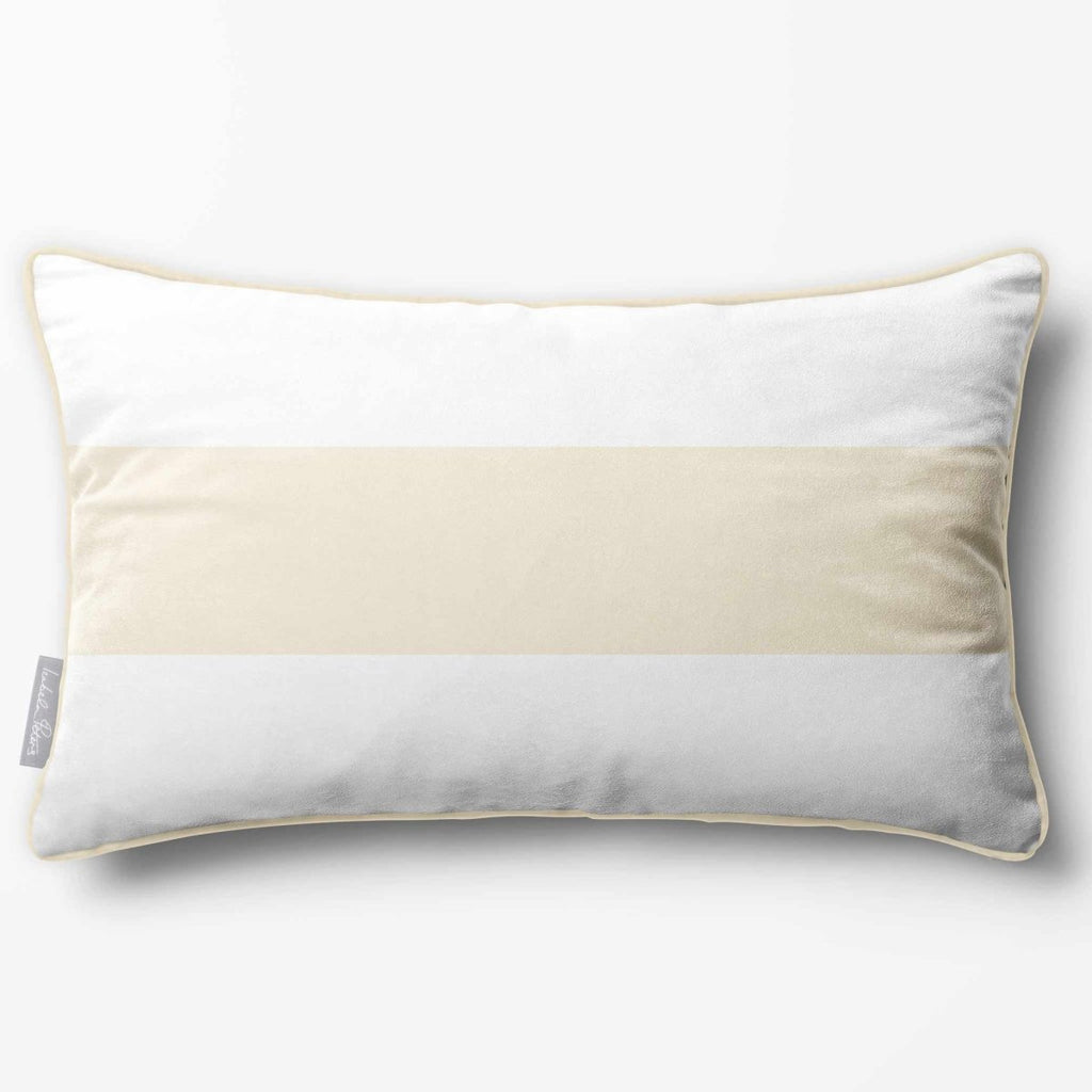 1 Stripe Horizontal | Sustainable Velvet Rectangle Cushion - Ivory Cream 50 x 30 cm by Izabela Peters