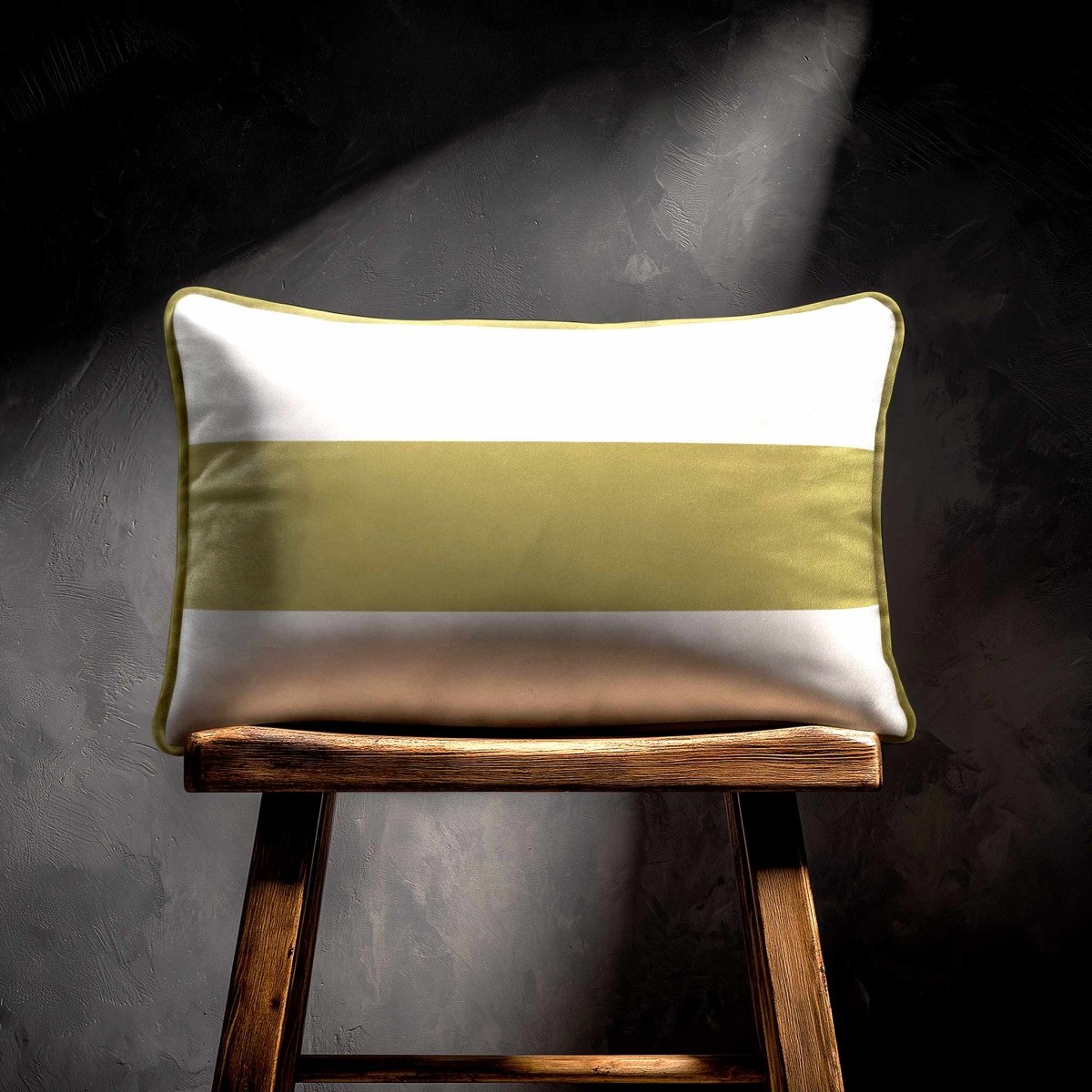 1 Stripe Horizontal | Sustainable Velvet Rectangle Cushion - Ivory Cream 50 x 30 cm by Izabela Peters