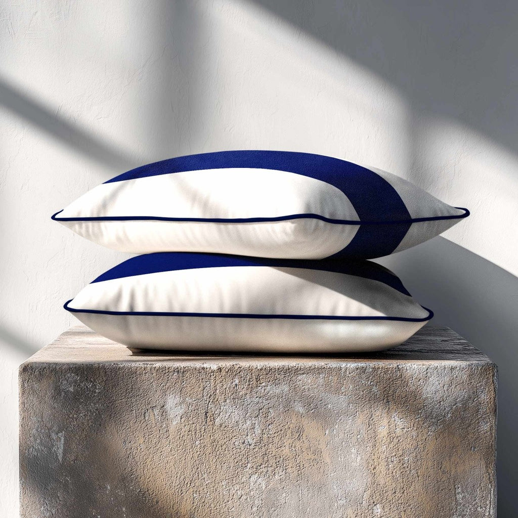 1 Stripe Horizontal | Sustainable Velvet Rectangle Cushion - Midnight 50 x 30 cm by Izabela Peters